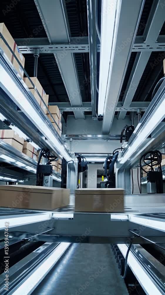 custom made wallpaper toronto digitalConveyor Belt with Packages in a Modern Warehouse