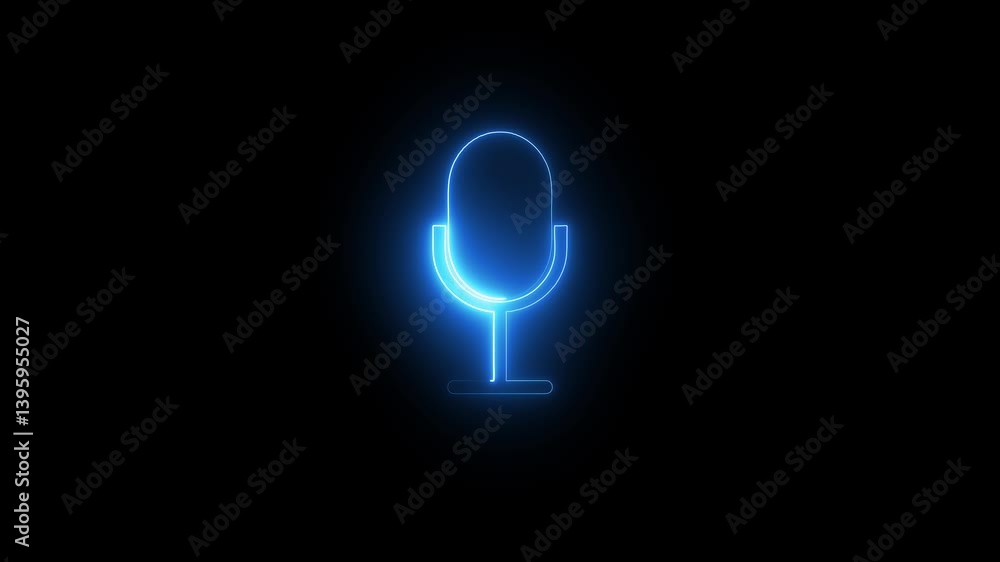 Microphone icon animation concept video. voice record icon on black background. Microphone icon animation concept video. voice record icon on black background.