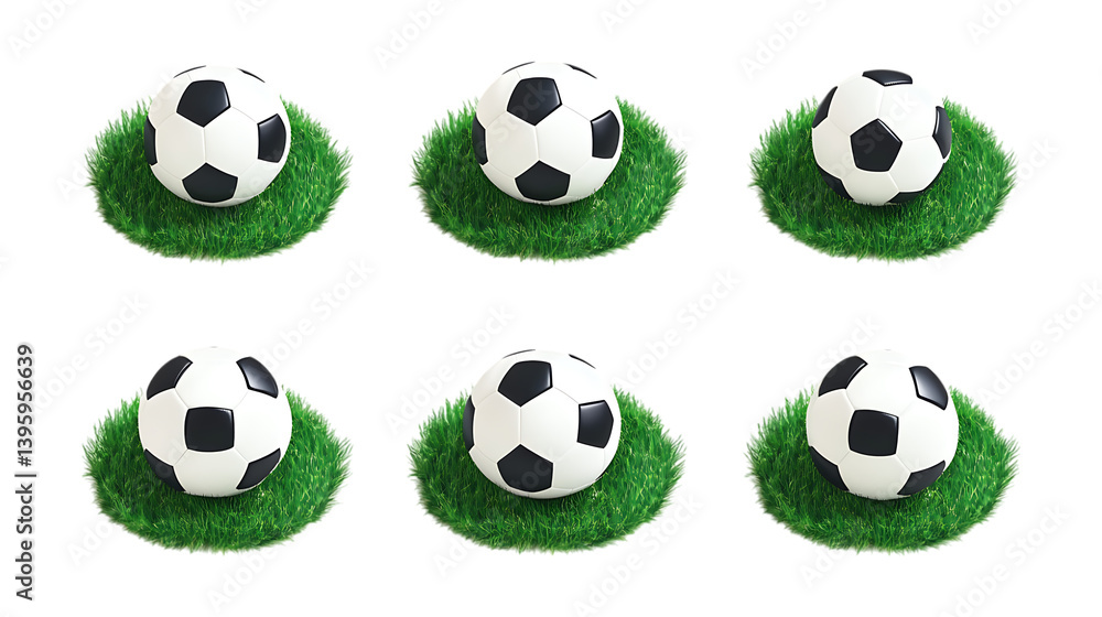 Pack Soccer Ball Set in Different Poses Against Transparent Background for Sports, Athletic Events, or Game Illustrations Pack Soccer Ball Set in Different Poses Against Transparent Background for Sports, Athletic Events, or Game Illustrations