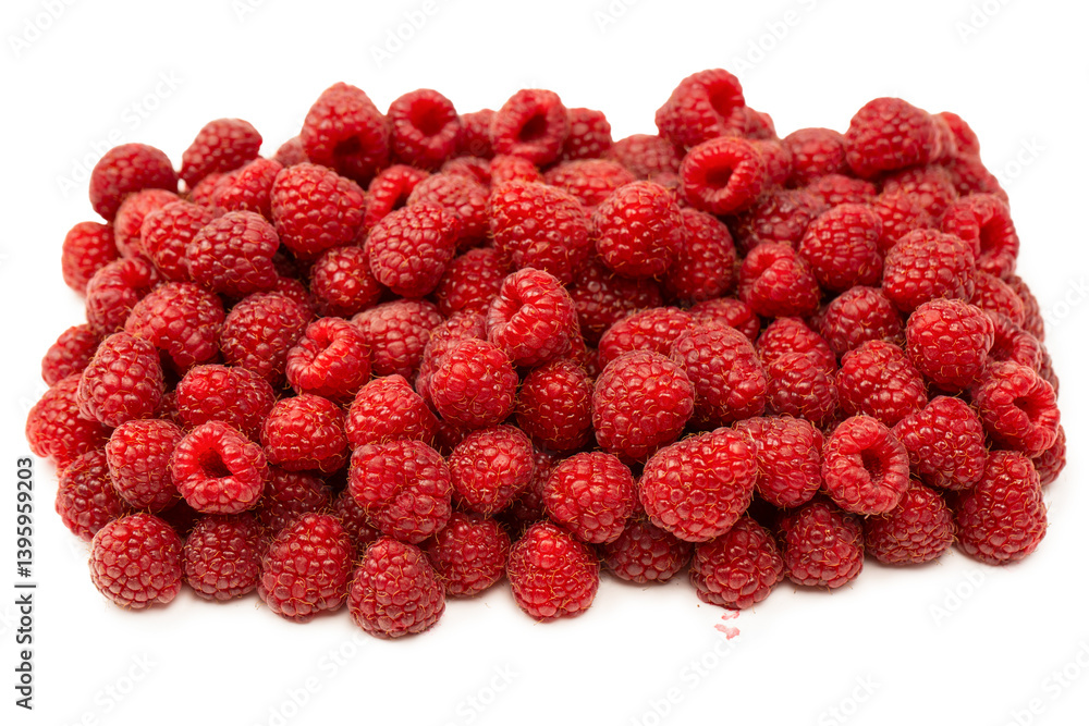 Tasty fresh raspberry isolated on a white background. Top view. Tasty fresh raspberry isolated on a white background. Top view.