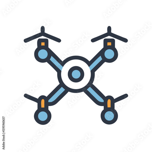 Drone With Rotors Aerial Flying Device Icon Design