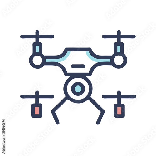 Drone With Rotors Aerial Flying Device Icon Design