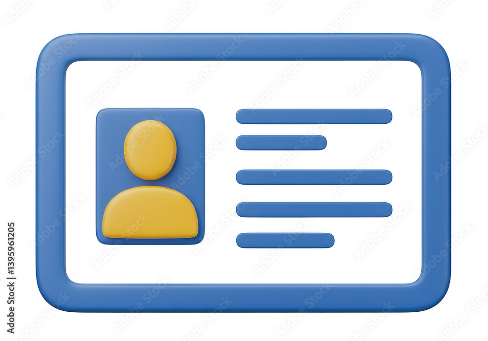 A blue and yellow identification card graphic rendering on transparent background