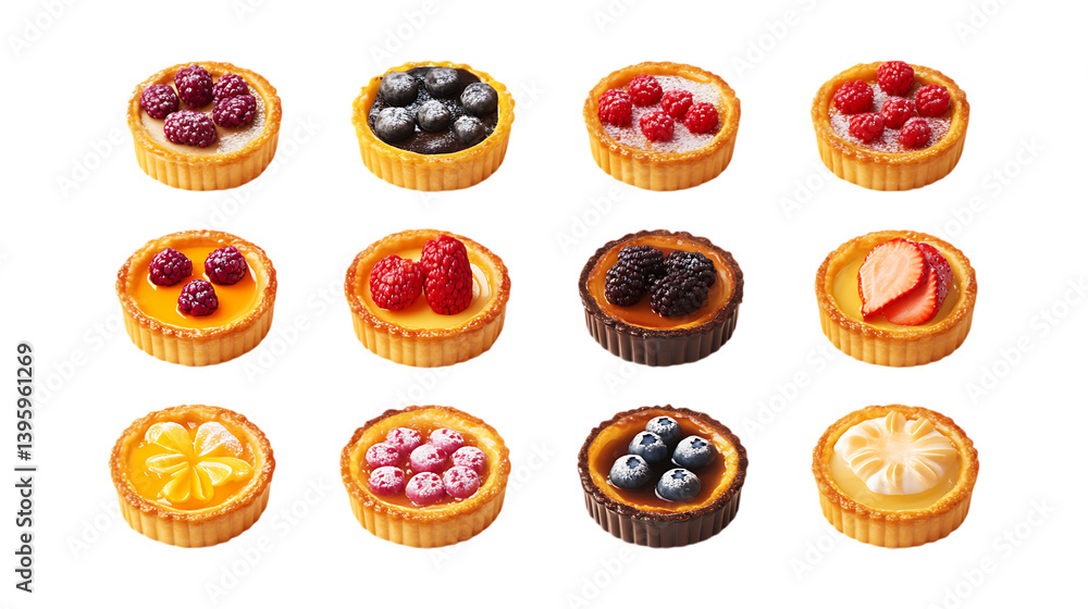 Pack Tart Set in Different Poses on Transparent Background for Dessert, Bakery, and Culinary-Themed Designs Pack Tart Set in Different Poses on Transparent Background for Dessert, Bakery, and Culinary-Themed Designs