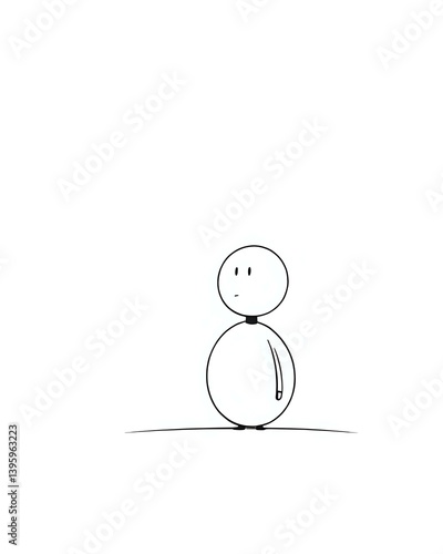 illustration vectorielle d'un petit bonhomme blanc en plein doute qui se pose plein de questions