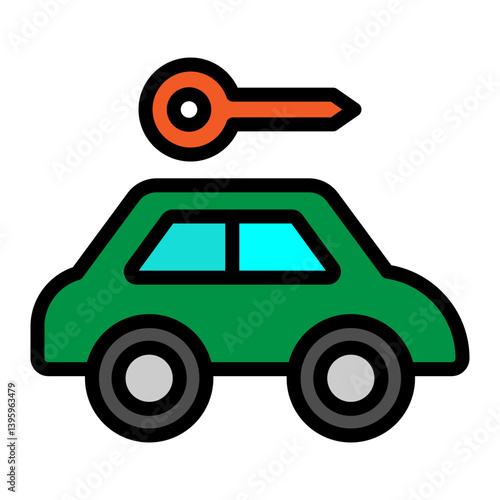 Car and Key Vector Filled Icon Design