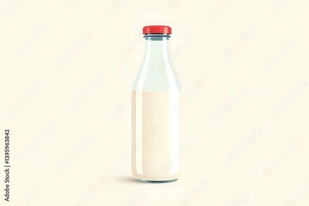 illustration vectorielle d'une bouteille en verre remplie de lait frais illustration vectorielle d'une bouteille en verre remplie de lait frais