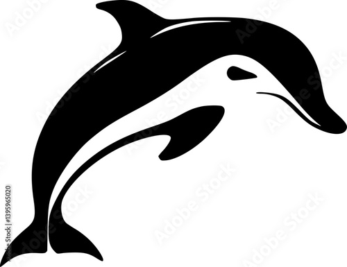 Dolphin | Black and White Vector illustration