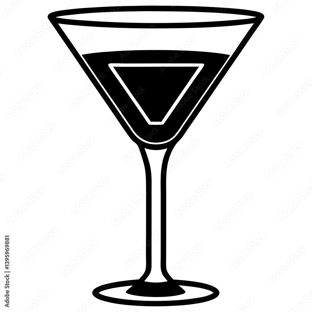 Cocktail Glass Outline Vector | Generative AI Line Art Design for Printable Use Cocktail Glass Outline Vector | Generative AI Line Art Design for Printable Use