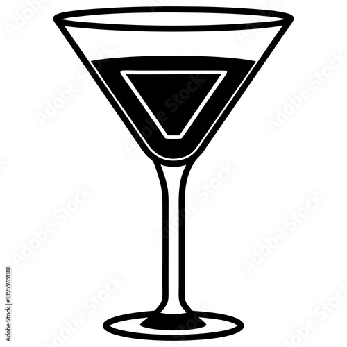 Cocktail Glass Outline Vector | Generative AI Line Art Design for Printable Use