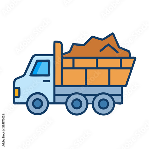 Dump Truck Fully Loaded With Bricks Icon Design