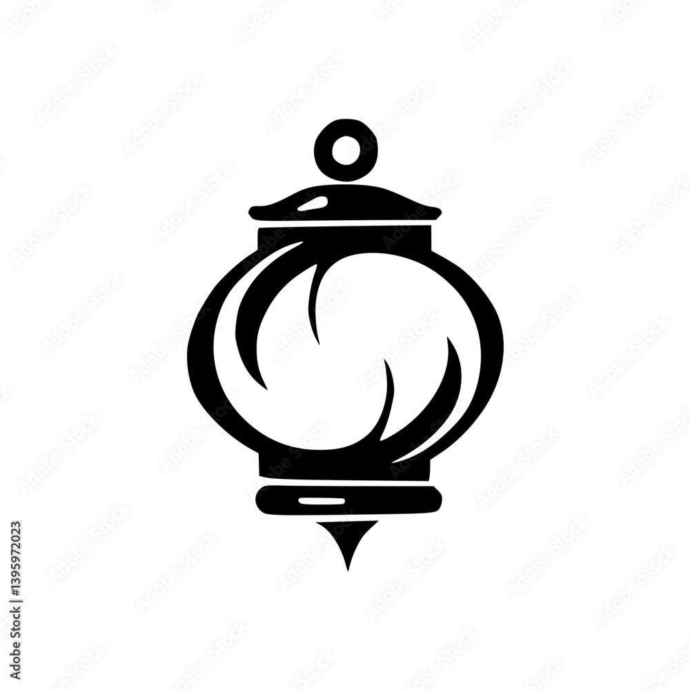 Fototapeta premium Black Lantern Icon: Abstract, Decorative, Minimalist Design Element
