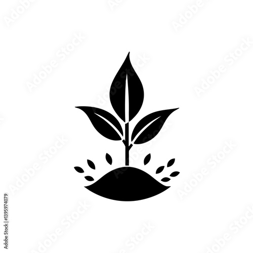 A stylized silhouette of a young plant. A symbol of growth, new beginnings, and the wonders of nature, rendered in a minimalist style.