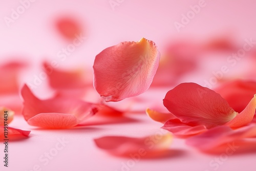 Romantic Pink Rose Petals Scattered on a Soft Surface Create a Dreamy Atmosph...