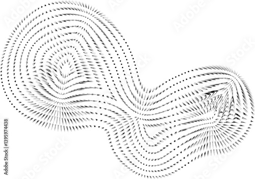 Fluid mesh shape with dynamic lines flowing in multiple directions creating a visually engaging organic form.