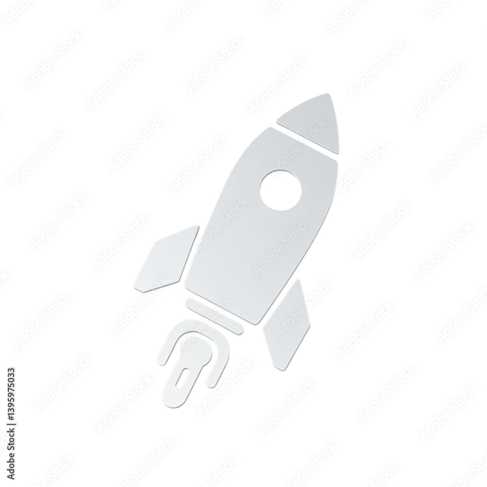 Silver Rocket Icon on Transparent Background Silver Rocket Icon on Transparent Background