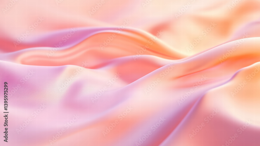 Obraz premium Gentle Waves of Fabric: Soft, pastel-colored fabric drapes and flows in elegant waves, creating a mesmerizing effect with subtle shifts in light and shadow.