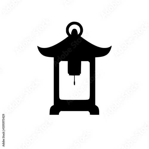 Japanese Lantern Silhouette Icon - Minimalist Zen Design