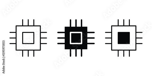 CPU icon with sleek, modern design. Ideal for technology, computing, hardware, and digital systems. High-quality vector, fully scalable and easy to customize for any tech project.