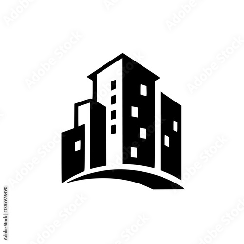 Modern Urban Skyline Logo - Minimalist Black & White Design