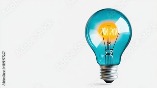 Blue Light Bulb with Unique Filament Design Illuminating Brightly