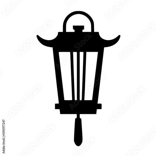 Minimalist Silhouette of a Japanese Lantern: Elegant Vector Illustration