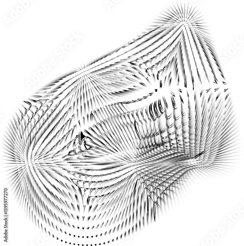 Abstract mesh shape defined by flowing organic lines, distorted textures, and fluid structural movement.