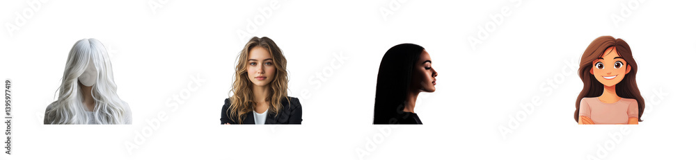 Diverse Women's Portraits on Black Background, cut out transparent Diverse Women's Portraits on Black Background, cut out transparent