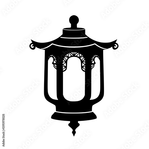 Silhouette Japanese Lantern - Minimalist Vector Illustration