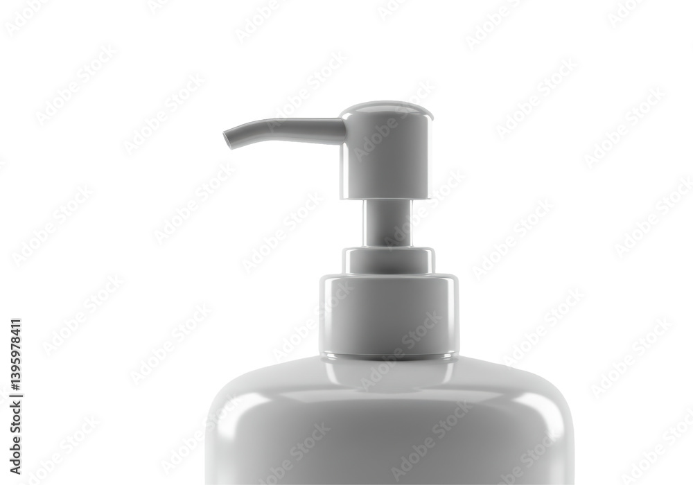 Obraz premium Isolated White Plastic Pump Bottle Close Up