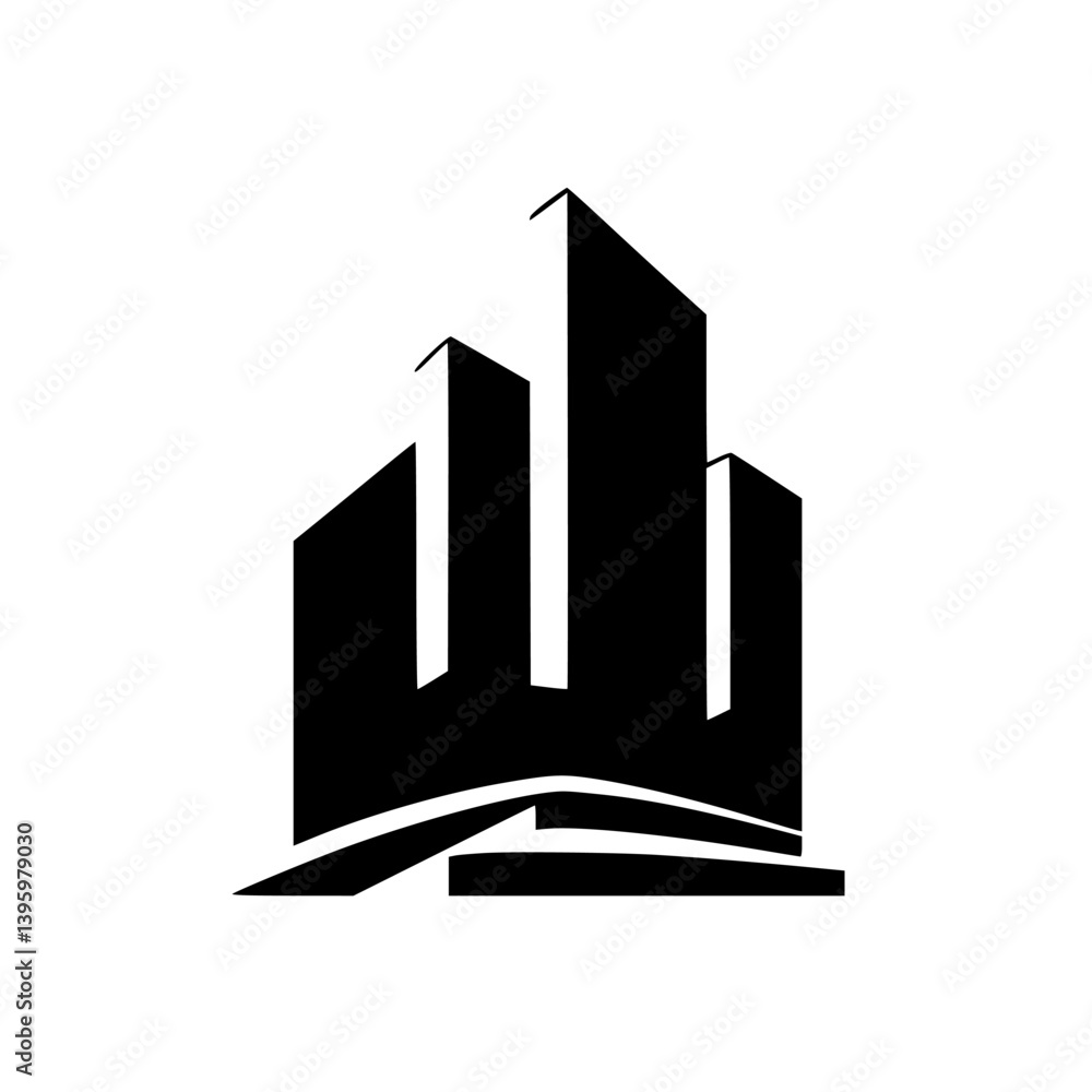 Modern Architectural Logo: Black and White Cityscape Silhouette Modern Architectural Logo: Black and White Cityscape Silhouette
