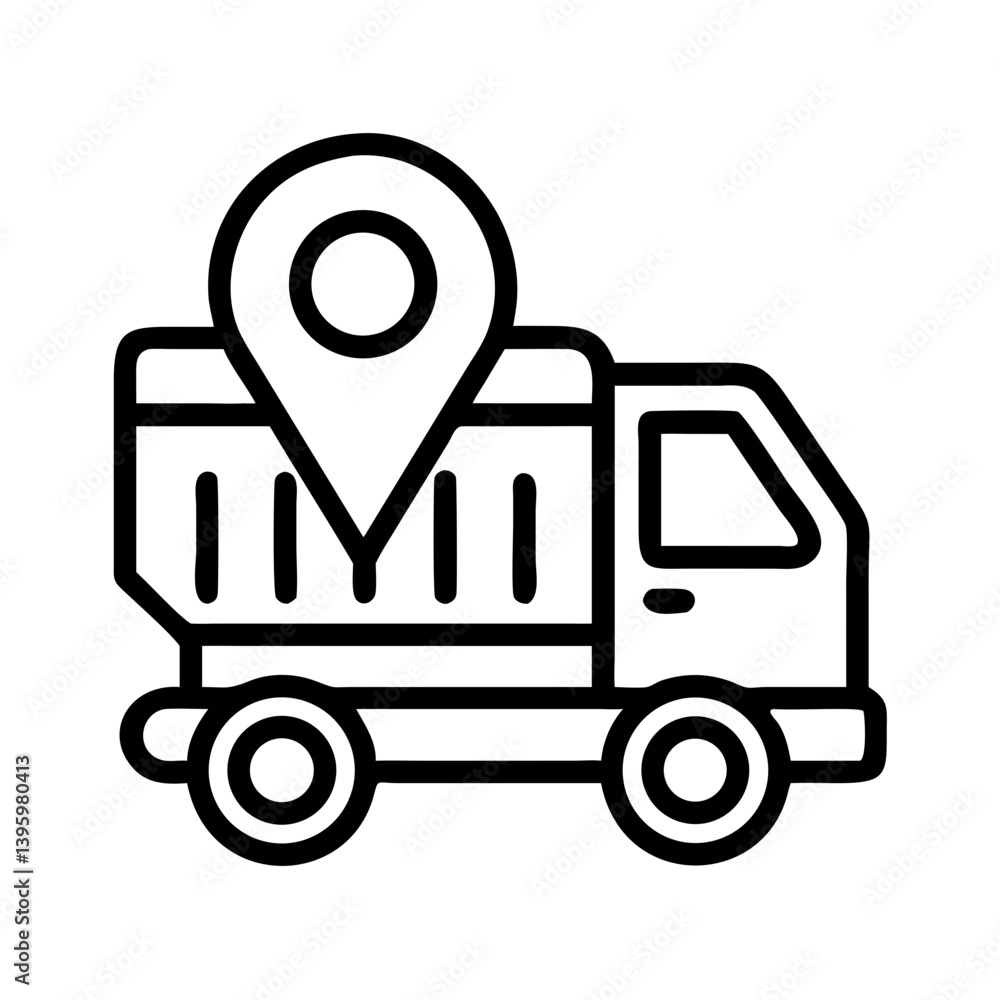 Dump Truck With Location Pin Marker Icon Design Dump Truck With Location Pin Marker Icon Design