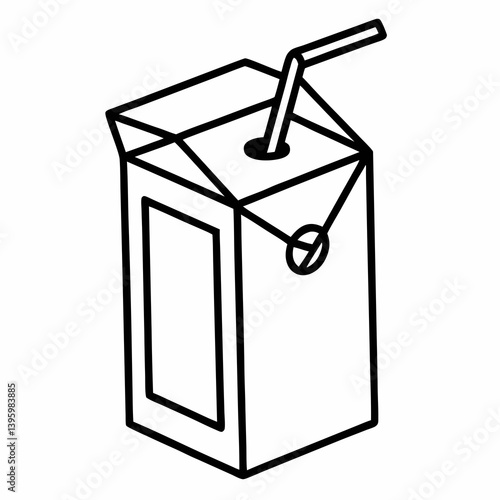 "Juice Box Outline Vector - Generative AI Line Art Design for Print"