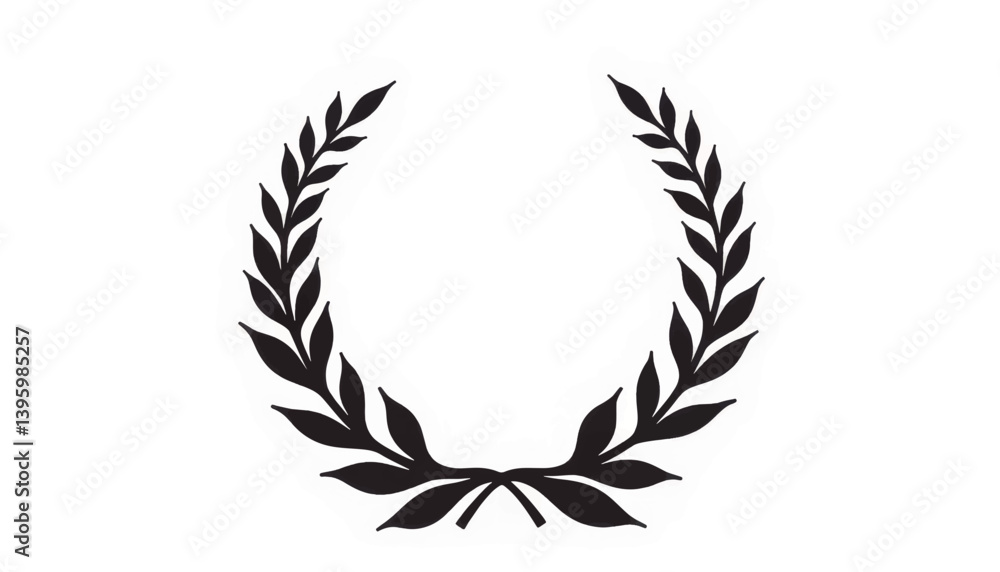Laurel wreath symbolizing achievement and success, minimalistic design Laurel wreath symbolizing achievement and success, minimalistic design