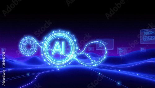 Obraz na płótnie creative digital technologies, AI, blockchain w salonie