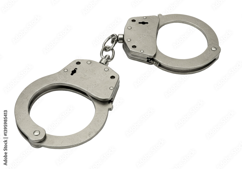 Isolated Pair of Metallic Handcuffs Isolated Pair of Metallic Handcuffs