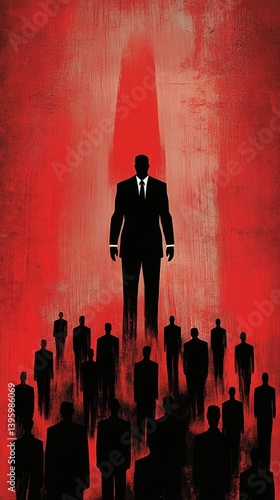Powerful businessman rising from crowd	