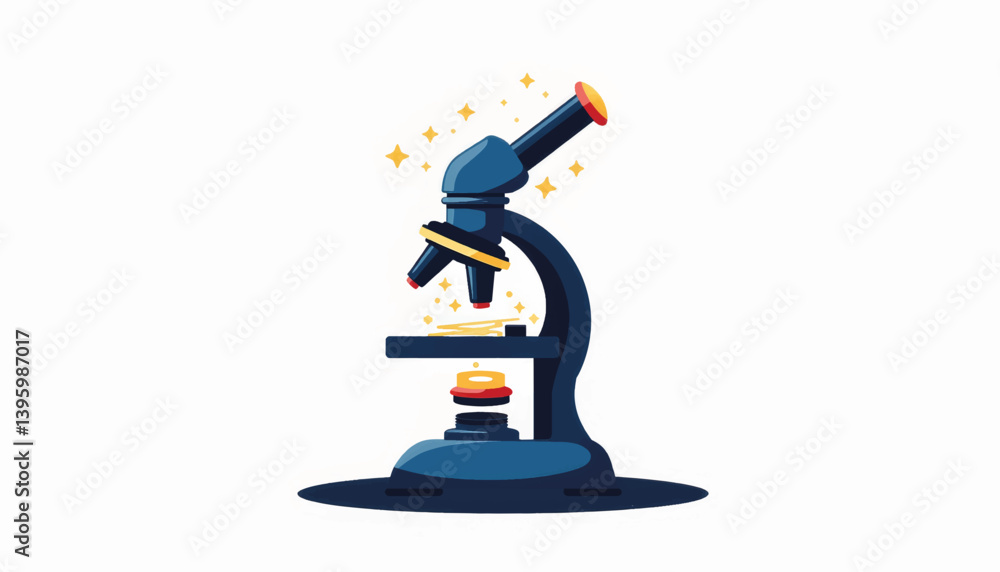 Detailed microscope illustration with geometric shapes, scientific concept Detailed microscope illustration with geometric shapes, scientific concept