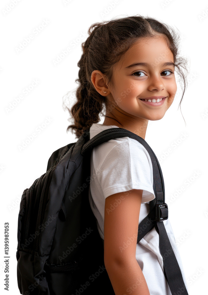 PNG Latin girl smiling backpack portrait school.