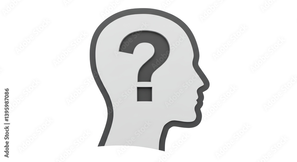 Isolated Question Mark Inside Head Silhouette Isolated Question Mark Inside Head Silhouette