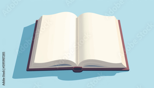 Open book against minimal blue background, creativity and knowledge