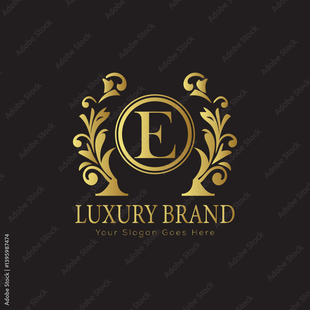 Luxury Laurel Wreath Letter Logo Design with Hexagon Frame for Sophisticated Branding Luxury Laurel Wreath Letter Logo Design with Hexagon Frame for Sophisticated Branding