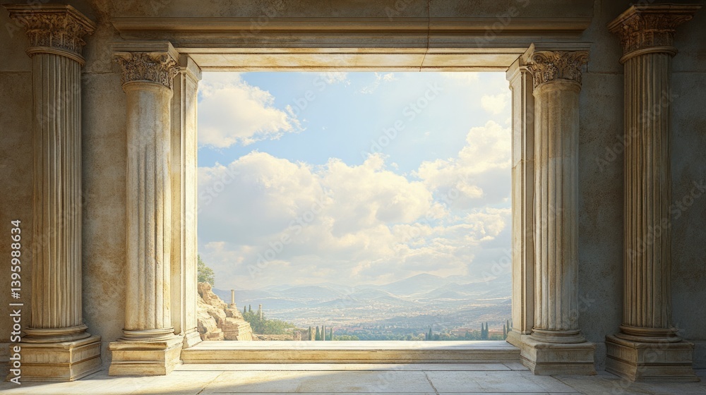 Fototapeta premium a window from antiquity in landscape format