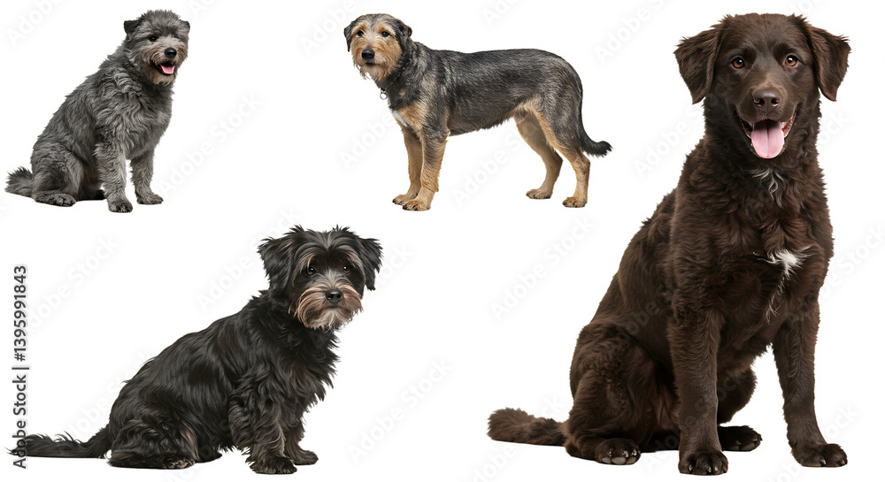 Obraz premium Group of Dogs Posing on White Background in Studio