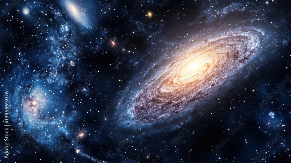 Fototapeta premium scientific abstract background with swirling galaxies and stars