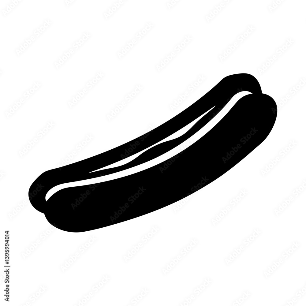 A Simple Black and White Icon of a Delicious Hot Dog in a Bun A Simple Black and White Icon of a Delicious Hot Dog in a Bun