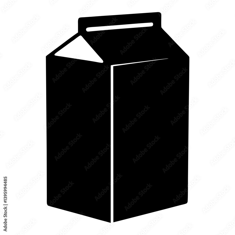 A Black and White Silhouette Image of a Carton of Milk or Juice A Black and White Silhouette Image of a Carton of Milk or Juice