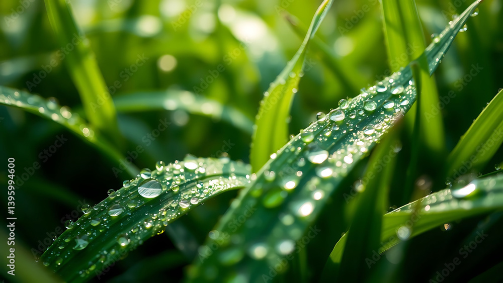 after rain water drops on green grass falling slowly captured by macro photography after rain water drops on green grass falling slowly captured by macro photography