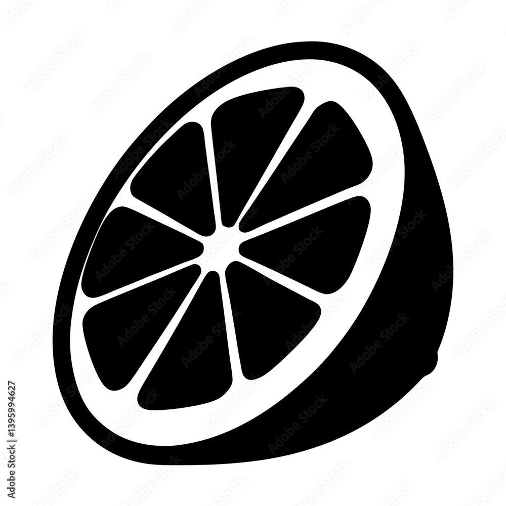 Obraz premium A Simple Black and White Graphic of a Citrus Fruit Slice