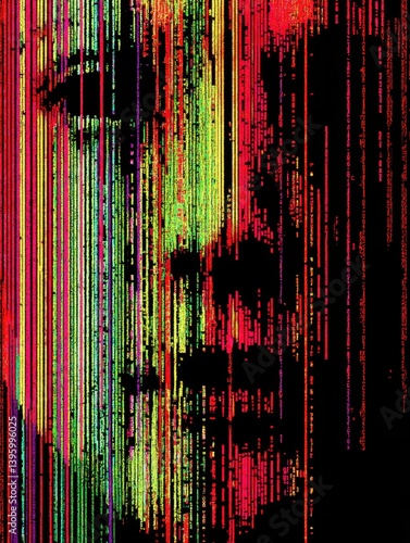 Abstract face made of colorful digital lines	